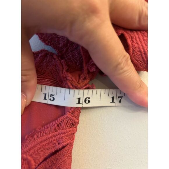 Free People X Saylor Dahlia Dress Raspberry Pink Red Sz Small Floral Lace Off-Sh - Picture 11 of 13